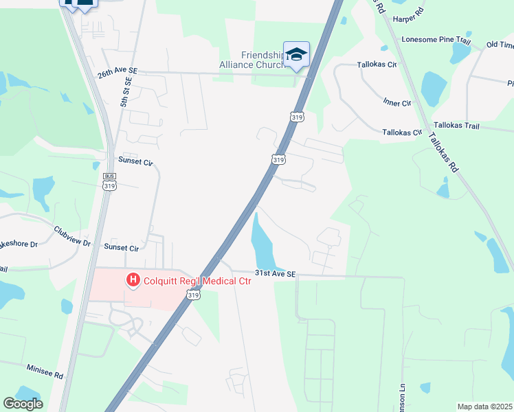 map of restaurants, bars, coffee shops, grocery stores, and more near 3015 South Veterans Parkway in Moultrie