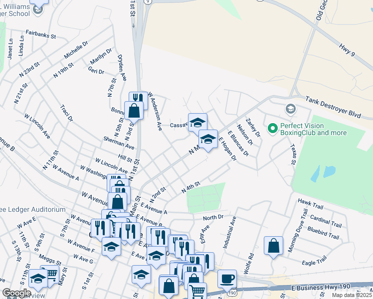 map of restaurants, bars, coffee shops, grocery stores, and more near 903 North Main Street in Copperas Cove