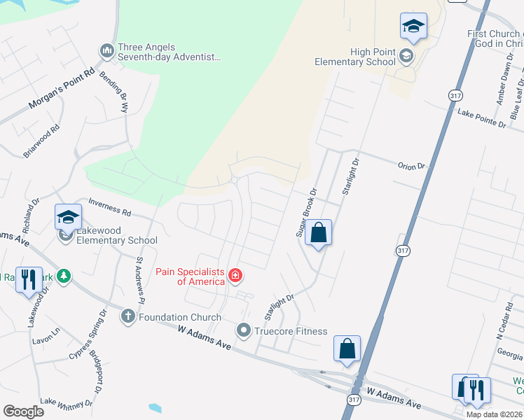 map of restaurants, bars, coffee shops, grocery stores, and more near 10222 Eaglefire Drive in Belton