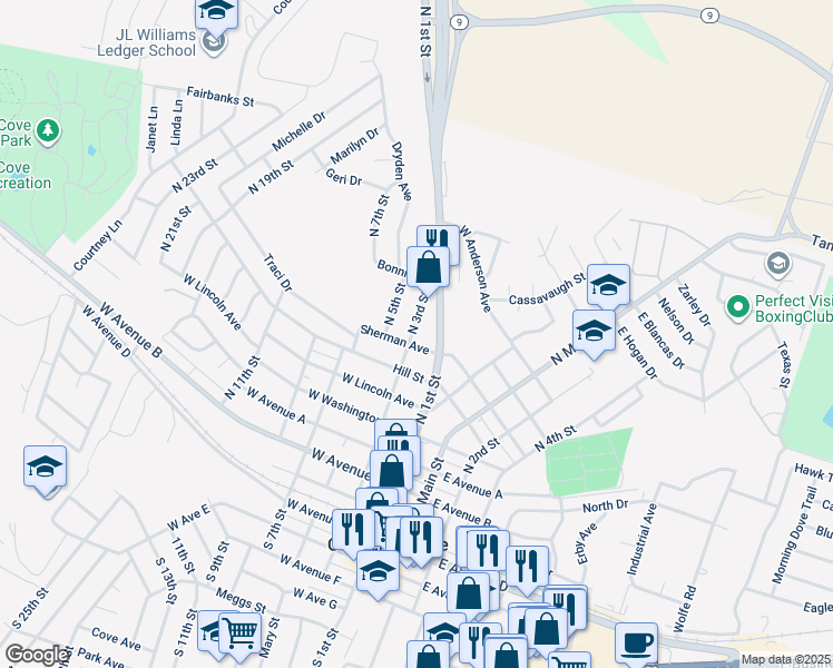 map of restaurants, bars, coffee shops, grocery stores, and more near 806 North 3rd Street in Copperas Cove