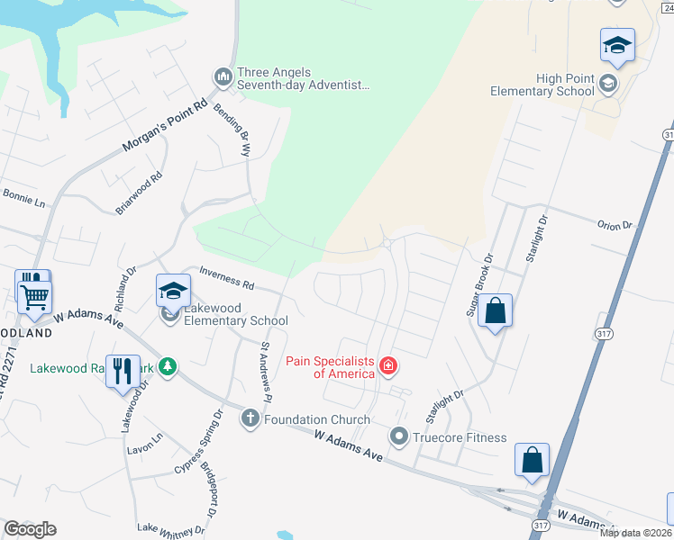 map of restaurants, bars, coffee shops, grocery stores, and more near 10604 Bell Mountain Drive in Belton
