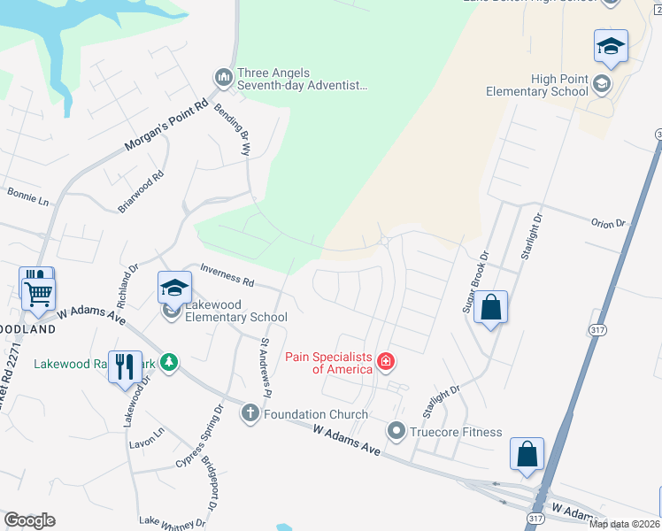 map of restaurants, bars, coffee shops, grocery stores, and more near 10604 Bell Mountain Drive in Belton