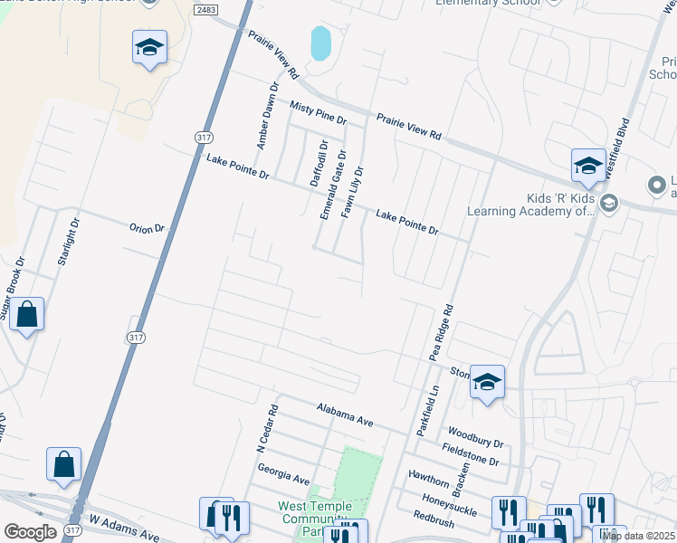 map of restaurants, bars, coffee shops, grocery stores, and more near 8622 Foggy Draw Court in Temple