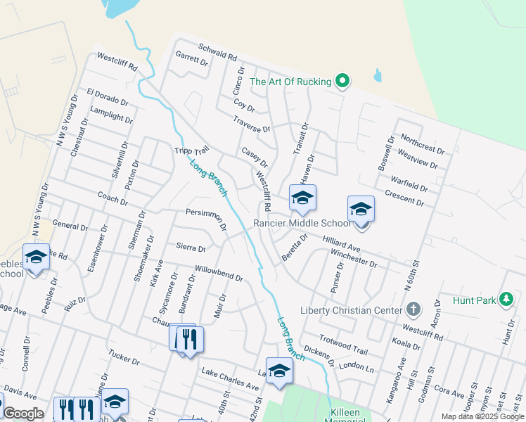 map of restaurants, bars, coffee shops, grocery stores, and more near 3204 Raven Drive in Killeen
