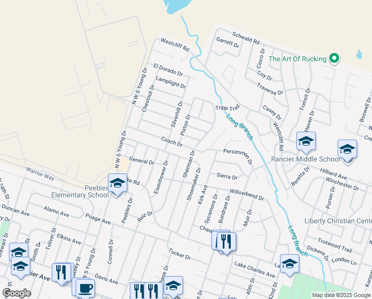 map of restaurants, bars, coffee shops, grocery stores, and more near 2110 Shoemaker Drive in Killeen