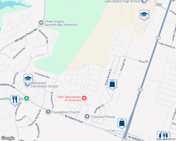 map of restaurants, bars, coffee shops, grocery stores, and more near 810 Stonehouse Lane in Belton