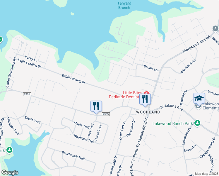 map of restaurants, bars, coffee shops, grocery stores, and more near 145 Eagle Landing Drive in Belton