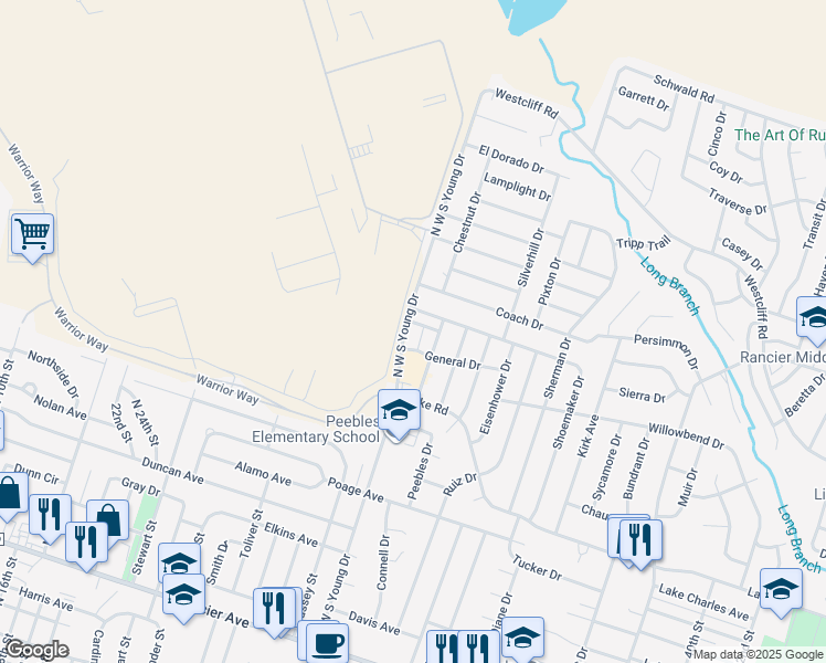 map of restaurants, bars, coffee shops, grocery stores, and more near 2102 General Drive in Killeen