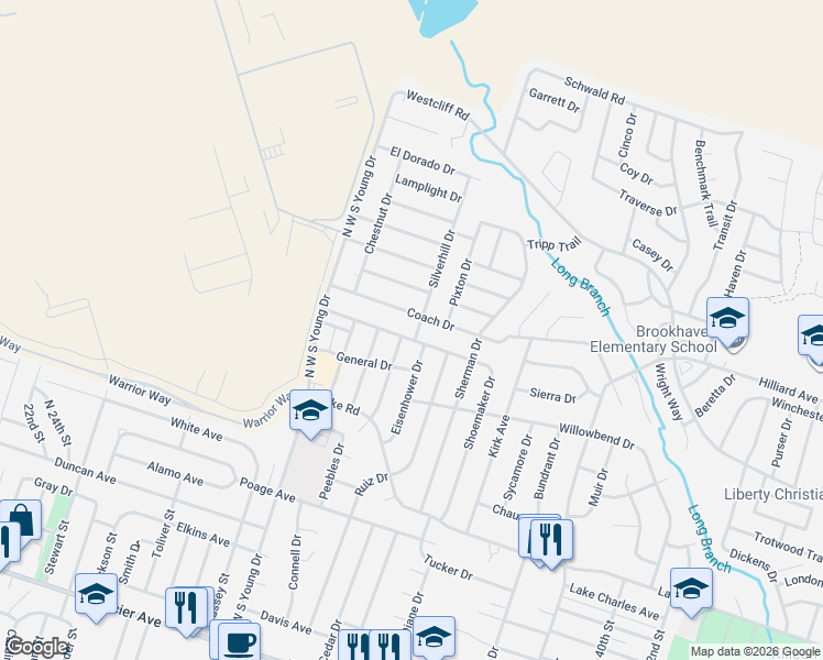 map of restaurants, bars, coffee shops, grocery stores, and more near 2106 Nimitz Drive in Killeen