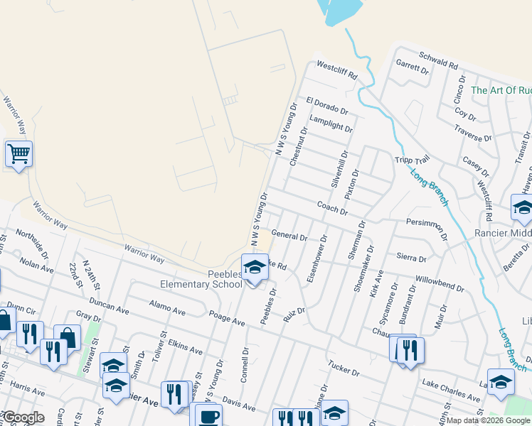map of restaurants, bars, coffee shops, grocery stores, and more near 2410 Shoemaker Drive in Killeen