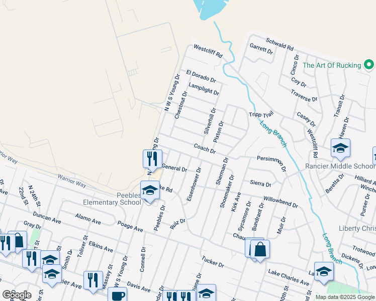 map of restaurants, bars, coffee shops, grocery stores, and more near 2209 Coach Drive in Killeen