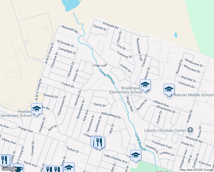 map of restaurants, bars, coffee shops, grocery stores, and more near 2407 Kirk Circle in Killeen