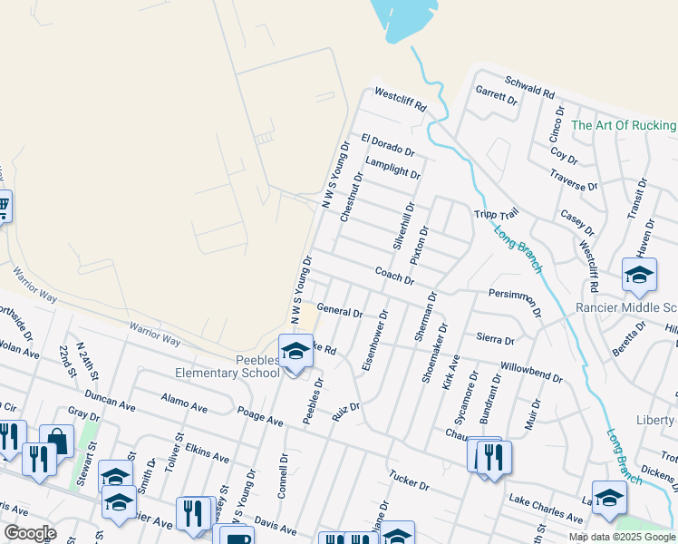 map of restaurants, bars, coffee shops, grocery stores, and more near 2106 Coach Drive in Killeen
