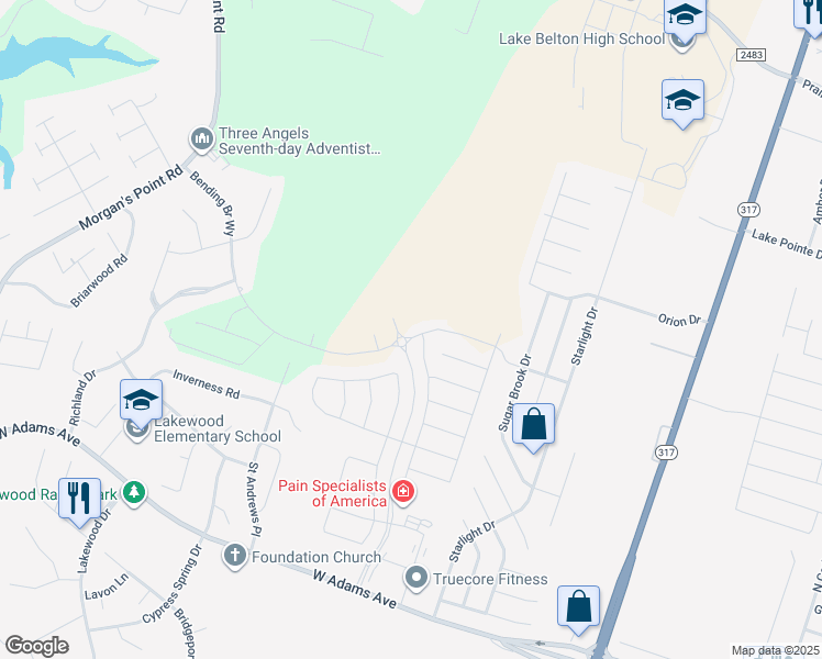 map of restaurants, bars, coffee shops, grocery stores, and more near 810 Stonehouse Lane in Belton
