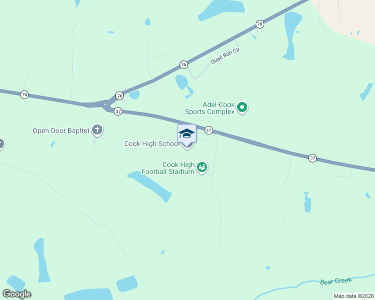 map of restaurants, bars, coffee shops, grocery stores, and more near 9900 Georgia 37 in Adel