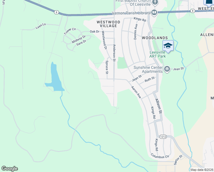 map of restaurants, bars, coffee shops, grocery stores, and more near 914 Milton Street in Leesville
