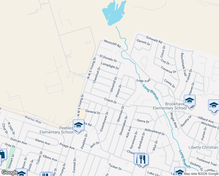 map of restaurants, bars, coffee shops, grocery stores, and more near 2406 Silverhill Drive in Killeen