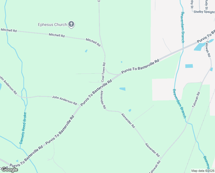 map of restaurants, bars, coffee shops, grocery stores, and more near 391 Purvis To Baxterville Road in Purvis