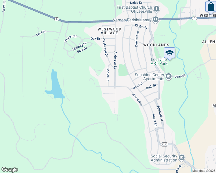 map of restaurants, bars, coffee shops, grocery stores, and more near 1000 Aaron Avenue in Leesville