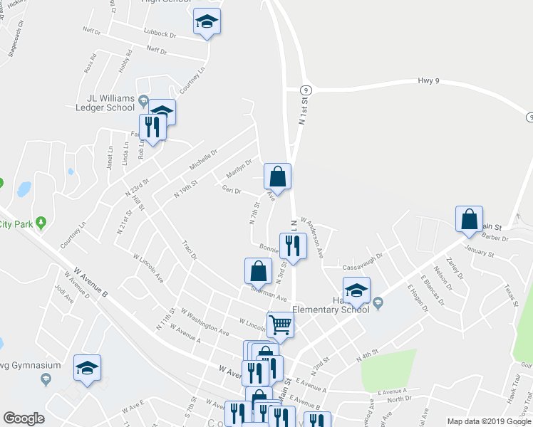 map of restaurants, bars, coffee shops, grocery stores, and more near 926 Dryden Avenue in Copperas Cove