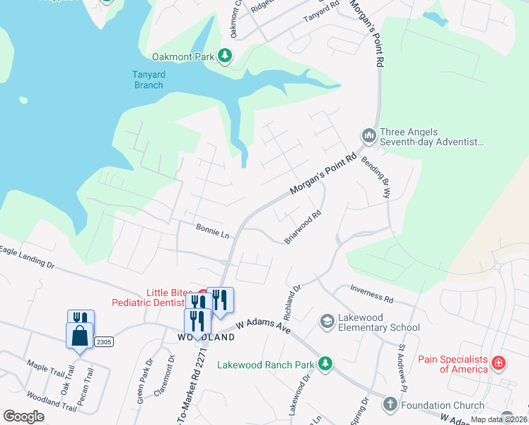 map of restaurants, bars, coffee shops, grocery stores, and more near 15 East Aztec Lane in Belton
