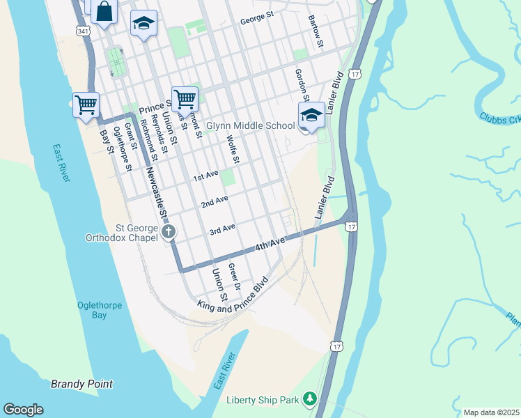 map of restaurants, bars, coffee shops, grocery stores, and more near 1209 3rd Avenue in Brunswick