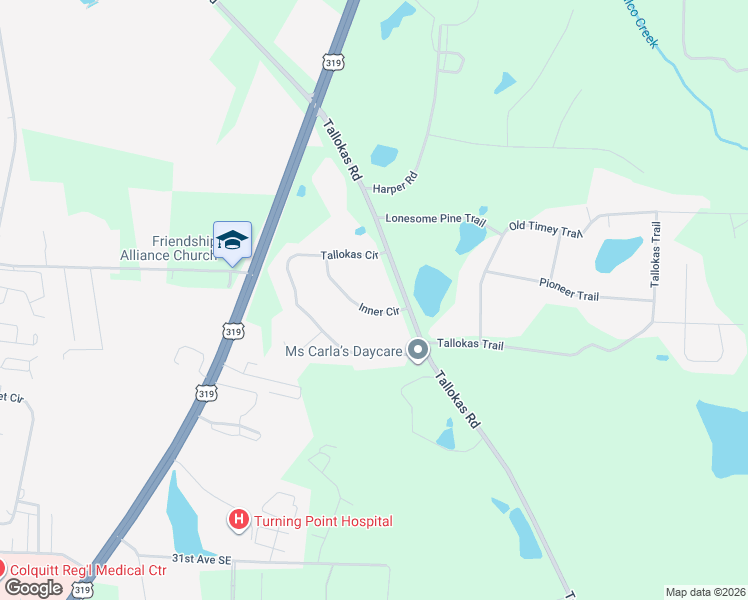 map of restaurants, bars, coffee shops, grocery stores, and more near 109 Inner Circle in Moultrie