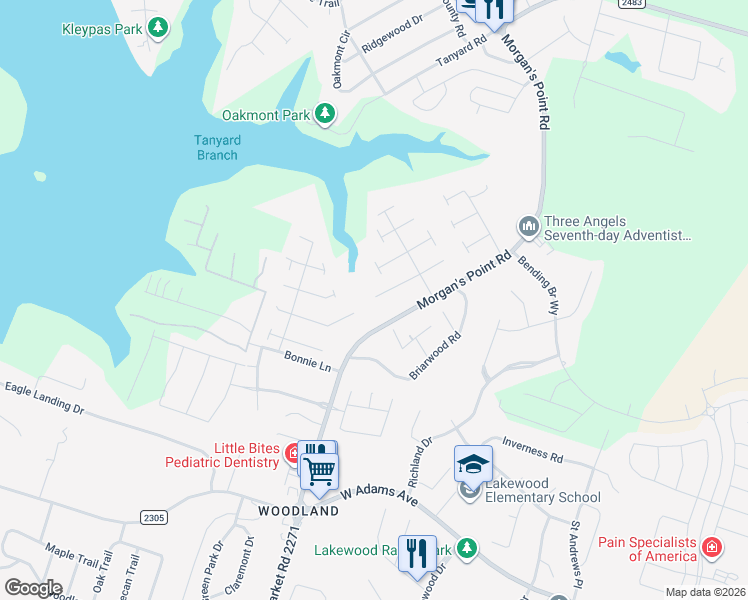 map of restaurants, bars, coffee shops, grocery stores, and more near 15 East Aztec Lane in Belton