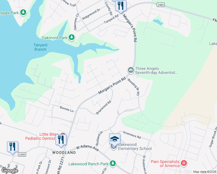map of restaurants, bars, coffee shops, grocery stores, and more near 568 Morgan's Point Road in Belton