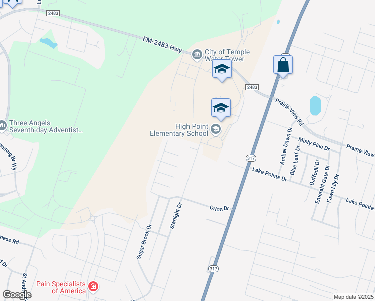 map of restaurants, bars, coffee shops, grocery stores, and more near 9913 Maplewood Court in Temple