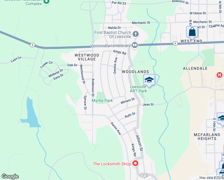 map of restaurants, bars, coffee shops, grocery stores, and more near 1007 Marvin Avenue in Leesville