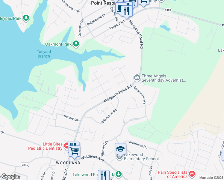 map of restaurants, bars, coffee shops, grocery stores, and more near 568 Morgan's Point Road in Belton