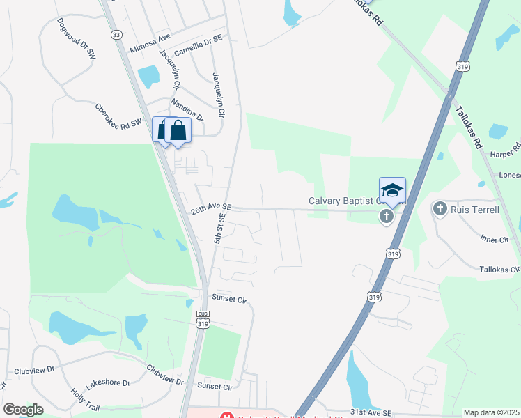 map of restaurants, bars, coffee shops, grocery stores, and more near 735 26th Avenue Southeast in Moultrie