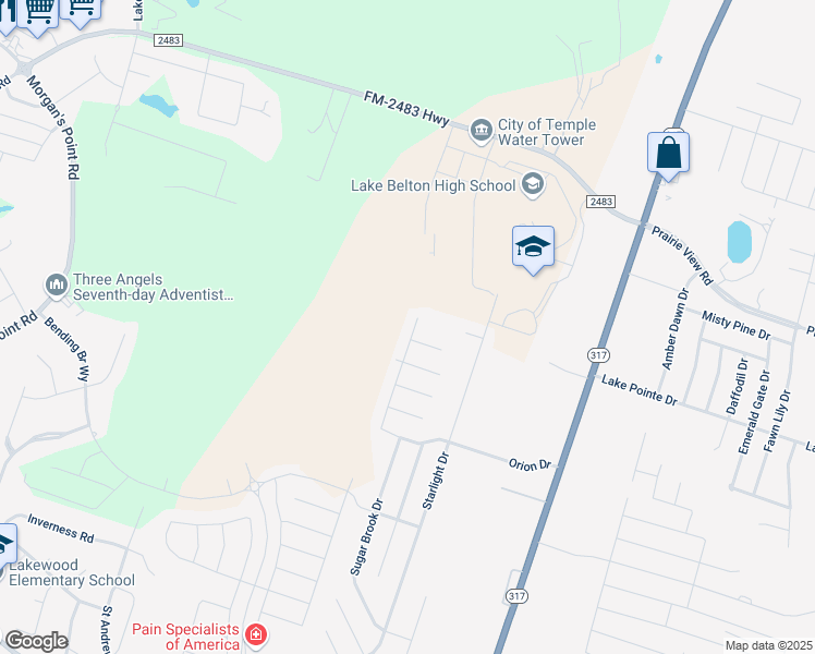 map of restaurants, bars, coffee shops, grocery stores, and more near 10021 Fantail Lane in Temple