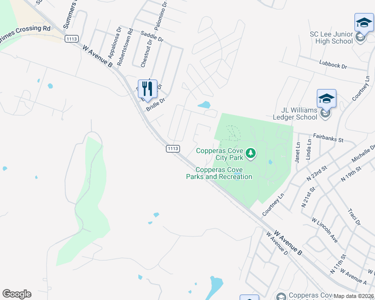map of restaurants, bars, coffee shops, grocery stores, and more near 205 Northern Dove Lane in Copperas Cove