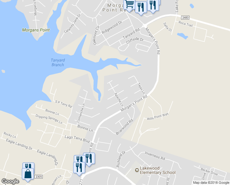 map of restaurants, bars, coffee shops, grocery stores, and more near 1 East Shawnee Lane in Belton