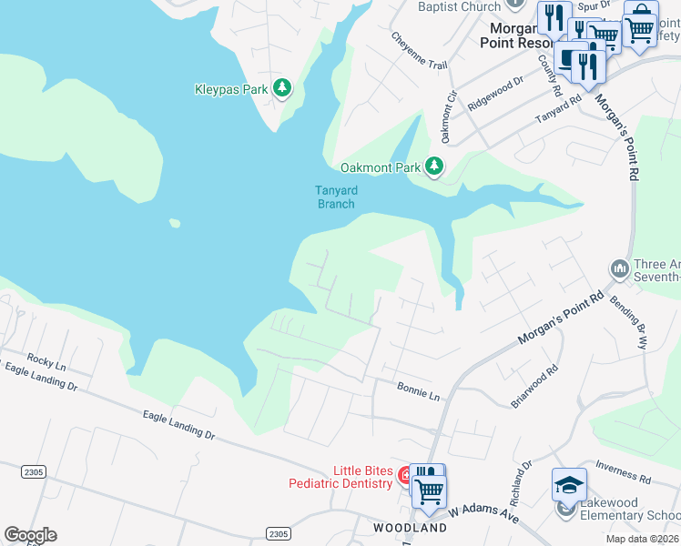 map of restaurants, bars, coffee shops, grocery stores, and more near 575 South P Terry Road in Belton