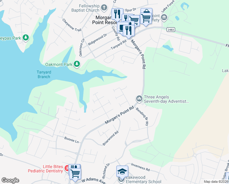 map of restaurants, bars, coffee shops, grocery stores, and more near 5 Pawnee Lane in Belton