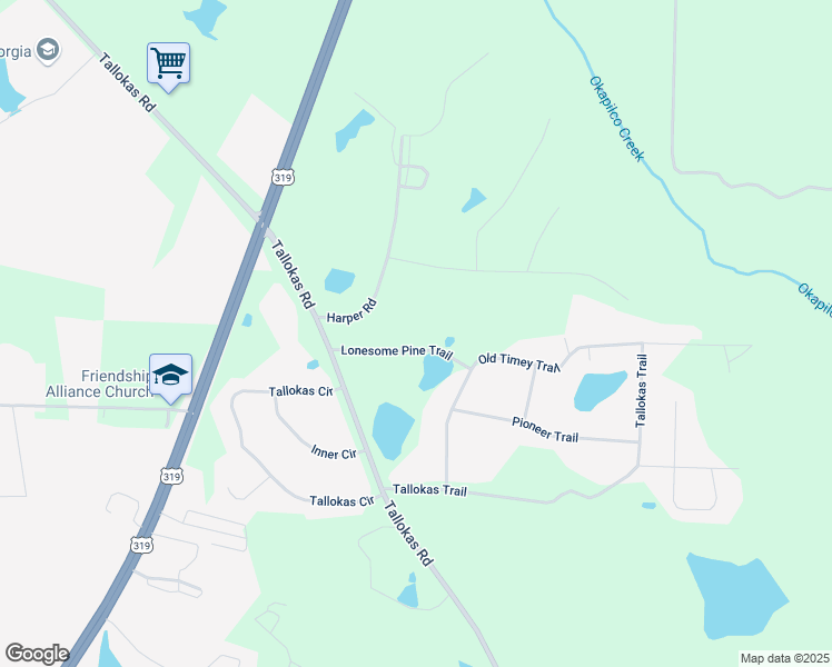 map of restaurants, bars, coffee shops, grocery stores, and more near 145 Lonesome Pine Trail in Moultrie