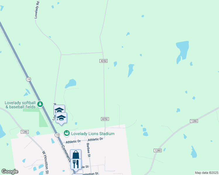 map of restaurants, bars, coffee shops, grocery stores, and more near 944 County Road 4050 in Lovelady