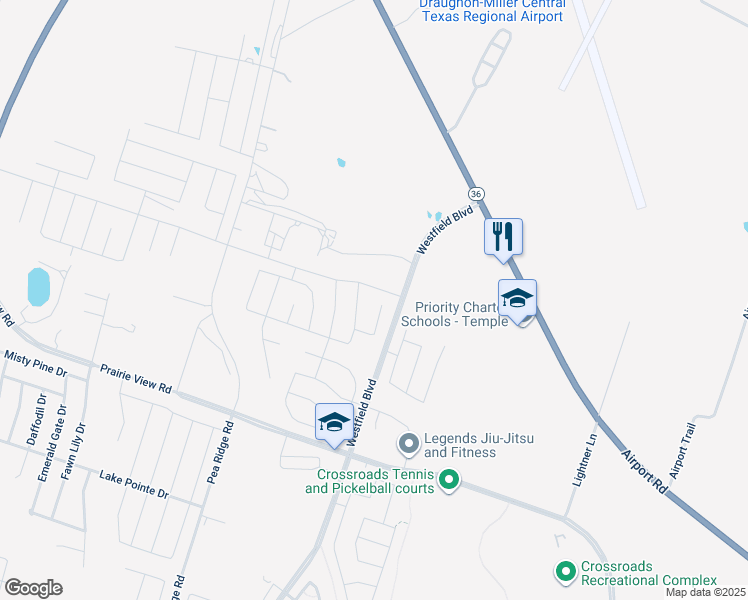 map of restaurants, bars, coffee shops, grocery stores, and more near 1934 Holly Oaks Drive in Temple
