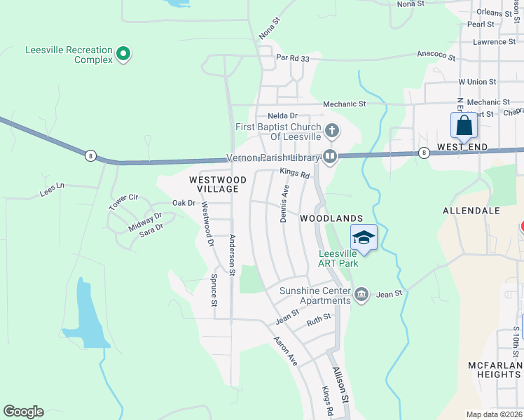 map of restaurants, bars, coffee shops, grocery stores, and more near 902 Marvin Avenue in Leesville