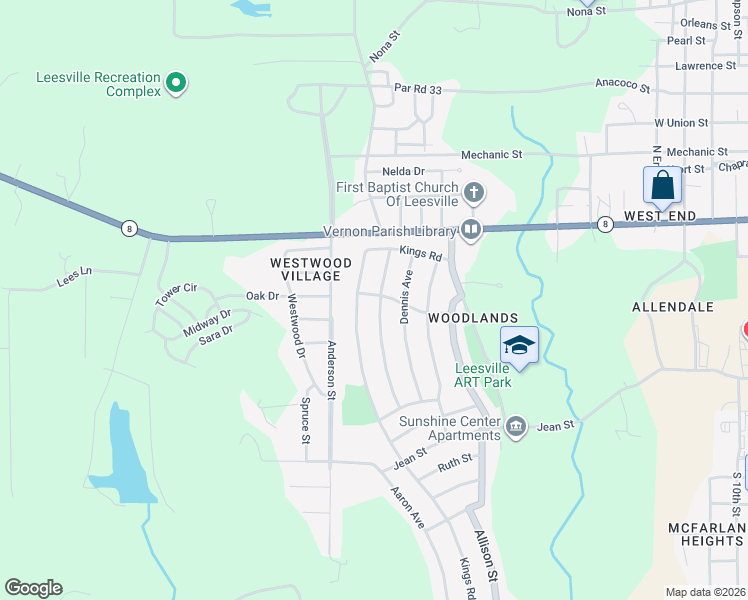 map of restaurants, bars, coffee shops, grocery stores, and more near 902 Marvin Avenue in Leesville
