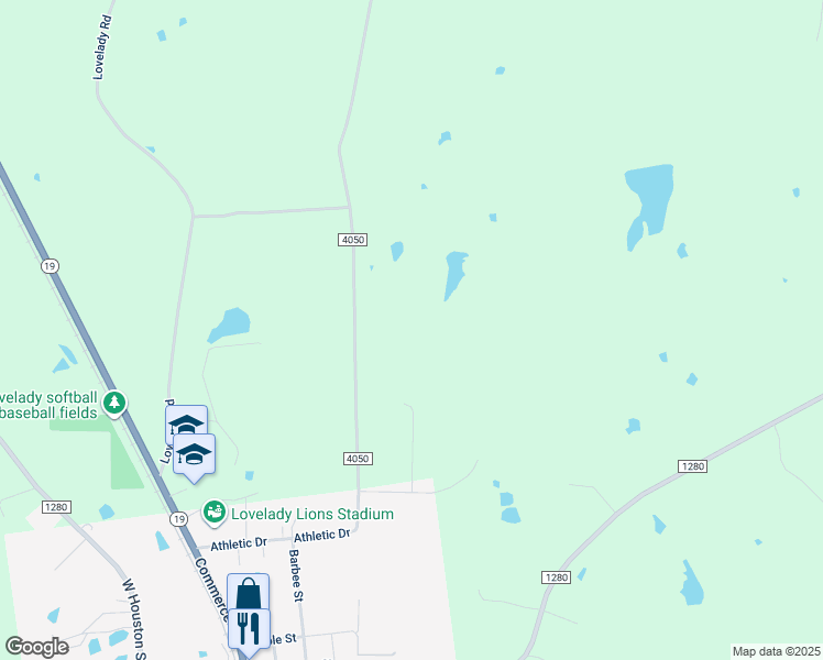 map of restaurants, bars, coffee shops, grocery stores, and more near 944 County Road 4050 in Lovelady