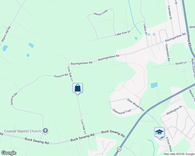 map of restaurants, bars, coffee shops, grocery stores, and more near 491 Baumgardner Road in Brunswick