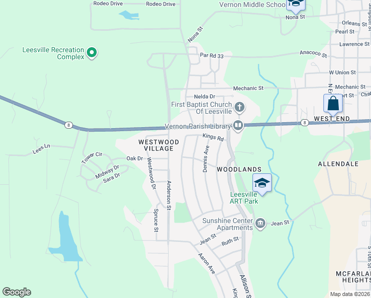 map of restaurants, bars, coffee shops, grocery stores, and more near 804 Marvin Avenue in Leesville
