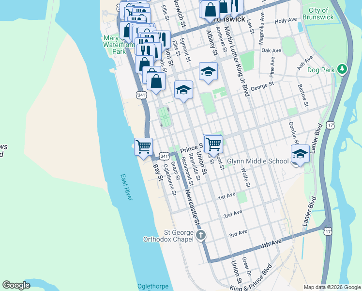 map of restaurants, bars, coffee shops, grocery stores, and more near 908 Richmond St in Brunswick