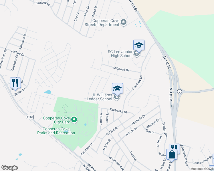 map of restaurants, bars, coffee shops, grocery stores, and more near 918 Hobby Road in Copperas Cove