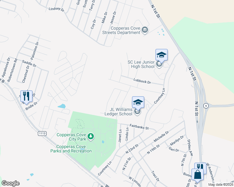 map of restaurants, bars, coffee shops, grocery stores, and more near 869 Stockdale Road in Copperas Cove