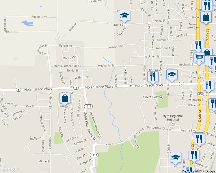map of restaurants, bars, coffee shops, grocery stores, and more near 1308 Nolan Trace Parkway in Leesville
